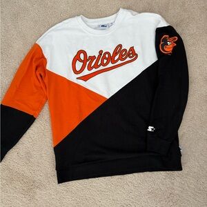 STARTER Orioles Colorblock Sweatshirt - Black, White, Orange